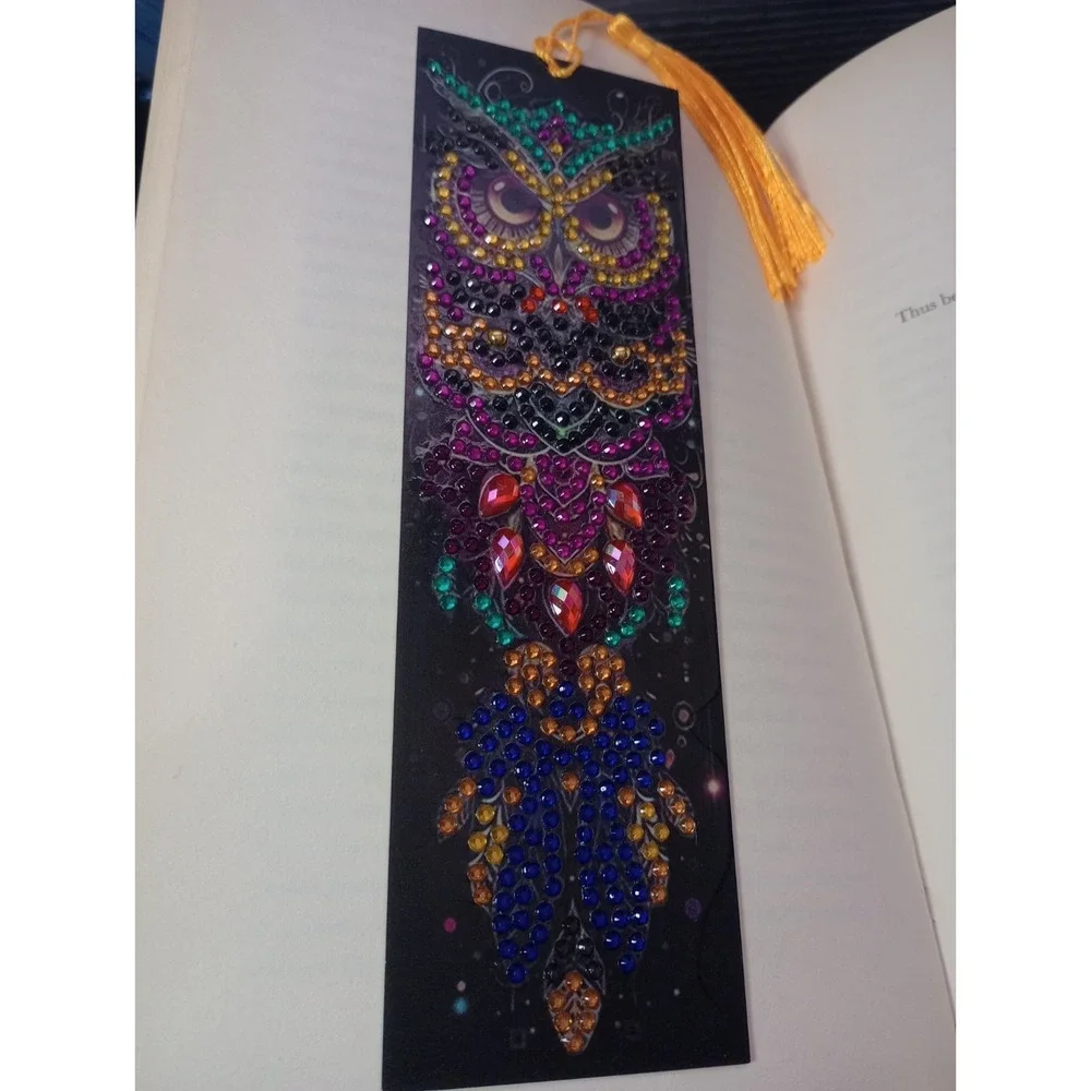 Handmade 5D Diamond Art Owl Bookmark 7.5